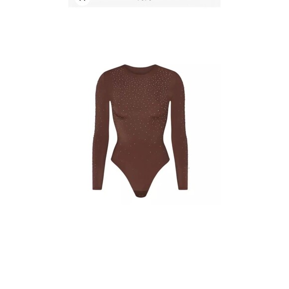 Skims x Swarovski JELLY SHEER LONG SLEEVE THONG BODYSUIT Sienna XL NEW - Picture 11 of 11